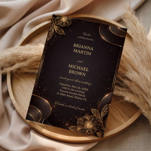 Luxury Gold Floral Wave Invitation