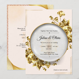 Luxury Gold Floral Wedding Invitation