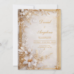 Luxury Gold Floral Wedding  Invitation