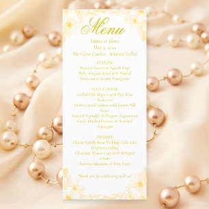 Luxury Gold Floral Wedding Menu Card