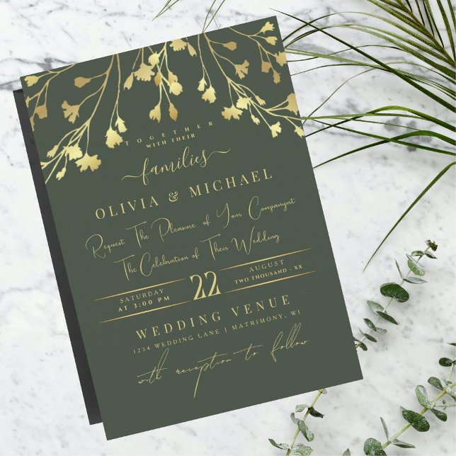 LUXURY GOLD FLORALS ABSTRACT GOLDEN FOIL WEDDING INVITATION (Creator Uploaded)
