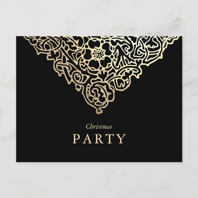 Luxury Gold Foil Black Christmas Party Invitations (Front)