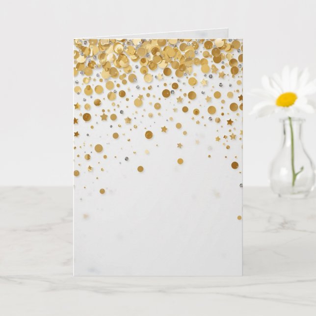 Luxury Gold Foil Confetti Pattern | Elegant Celebr Card (Small Plant)