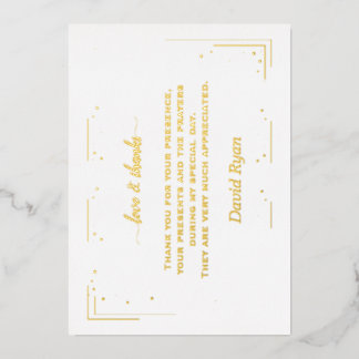 Luxury GOLD FOIL Confirmation Thank You card