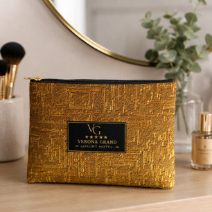 Luxury Gold Foil Five Star Hotel Branding Elegant  Accessory Pouch