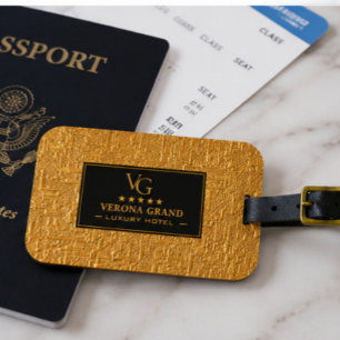 Luxury Gold Foil Five Star Hotel Branding Elegant Luggage Tag
