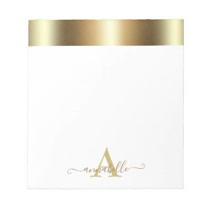 Luxury Gold Foil Metallic Name Letter Monogram Notepad