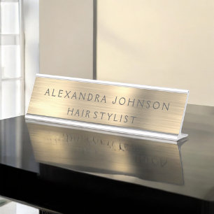 Luxury Gold Foil Modern Business Desk Name Plate