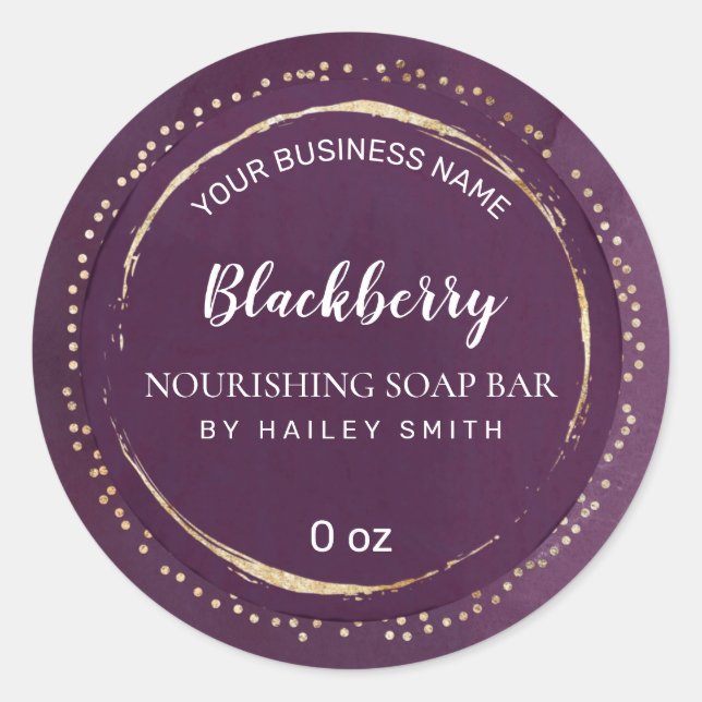 Luxury Gold Foil Purple Soap Bar Product Classic Round Sticker (Front)