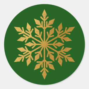 Luxury Gold Foil Snowflake Green Envelope Seal