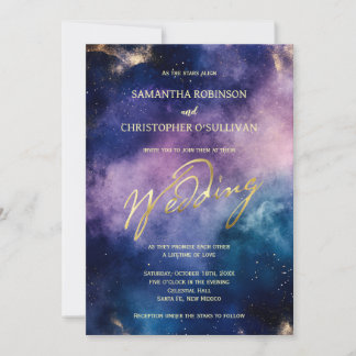 Luxury Gold Foil Starry Night Wedding Invitation