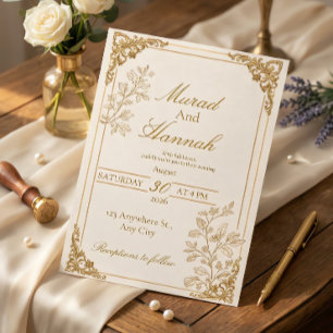 Luxury Gold Foil Wedding Invitation Classic Eleg