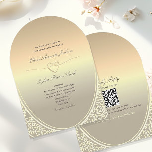 Luxury Gold Foil Wedding Invitation with QR Code