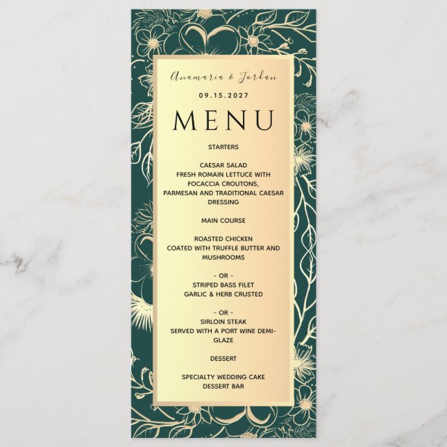Luxury Gold Foil Wedding Menu (Front)