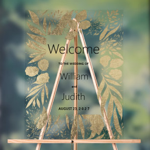 Luxury gold foliage floral Welcome Acrylic Sign