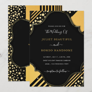 Luxury Gold Frame Black Golden Wedding Invitation