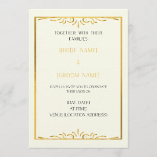Luxury Gold Frame Wedding Invitation 