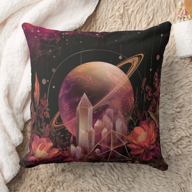 Luxury Gold Galaxy Planet Purple Space Cushion (Blanket)