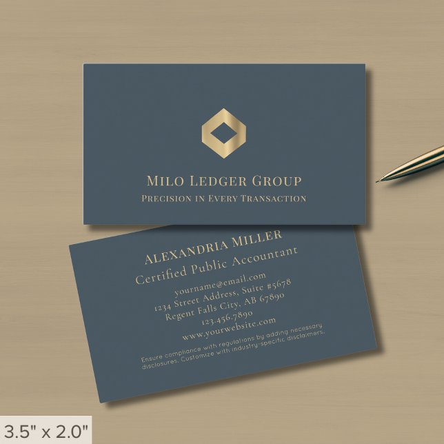 Luxury Gold Geometric Diamond Logo Business Card (Creator Uploaded)