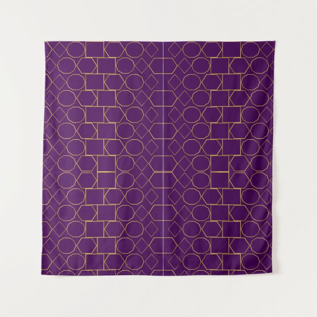Luxury Gold Geometric on Royal Purple Tapestry (Front)