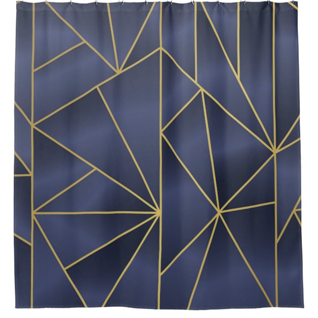 Luxury gold geometric seamless pattern shower curtain (Front)