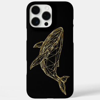 Luxury Gold Geometric Whale iPhone 16 Pro Max Case