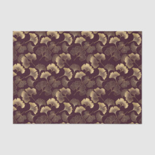 Luxury Gold Ginkgo Burgundy Tissue Paper