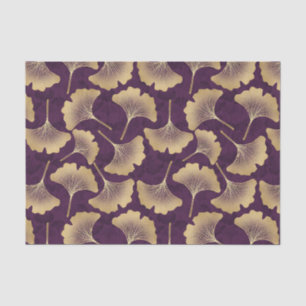 Luxury Gold Ginkgo Leaves on Deep Purple (8) Tissue Paper