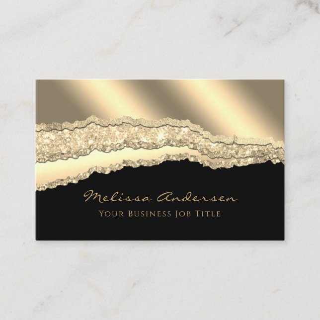 Luxury Gold Glam Glitter Foil Torn Edges Business Card (Front)