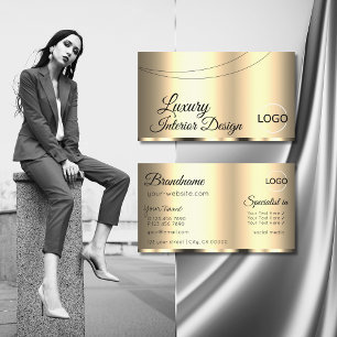 Luxury Gold Glamourous Chic with Logo Professional Business Card