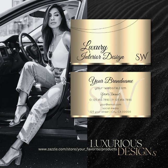 Luxury Gold Glamourous with Initials Professional Business Card (Creator Uploaded)