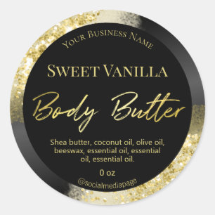 Luxury Gold Glitter And Ink Body Butter Labels