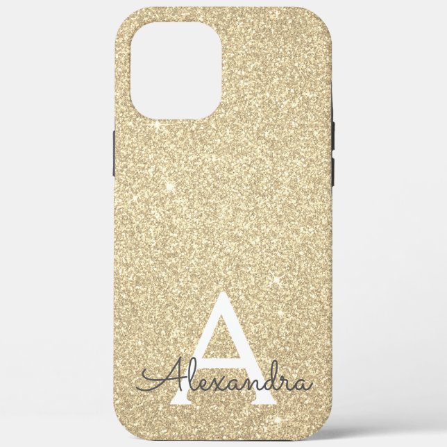Luxury Gold Glitter and Sparkle Monogram Case-Mate iPhone Case (Back)