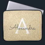Luxury Gold Glitter and Sparkle Monogram Laptop Sleeve<br><div class="desc">Luxury Gold Faux Glitter and Sparkle Elegant Monogram Case. This case can be customised to include your initial and first name.</div>