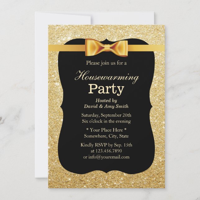 Luxury Gold Glitter Background Housewarming Party Invitation (Front)
