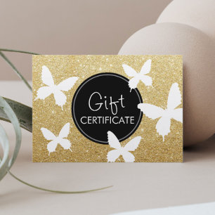 Luxury Gold Glitter Butterflies Gift Certificates