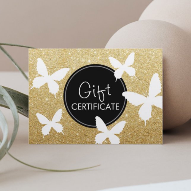 Luxury Gold Glitter Butterflies Gift Certificates (Creator Uploaded)