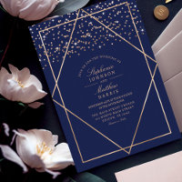 Luxury Gold Glitter Confetti Navy Blue Wedding