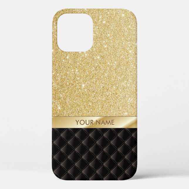 Luxury Gold Glitter Custom Name Case-Mate iPhone Case (Back)