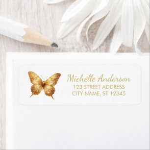 Luxury Gold Glitter Foil Butterfly Return Address 