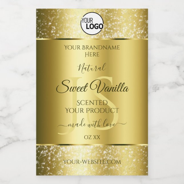 Luxury Gold Glitter Initials Product Labels Logo (Single Label)