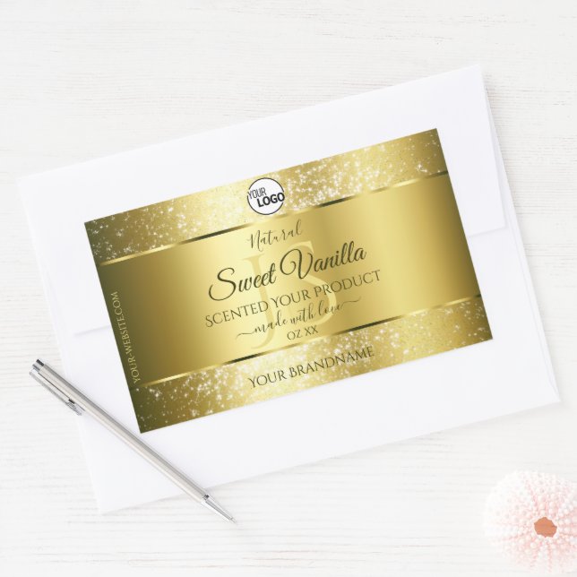 Luxury Gold Glitter Initials Product Labels Logo (Envelope)