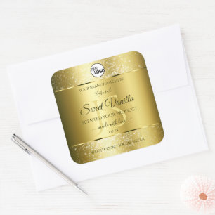 Luxury Gold Glitter Initials Product Labels Logo