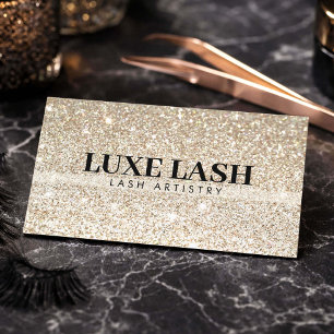 Luxury Gold Glitter Lash Artist Minimalist Business Card