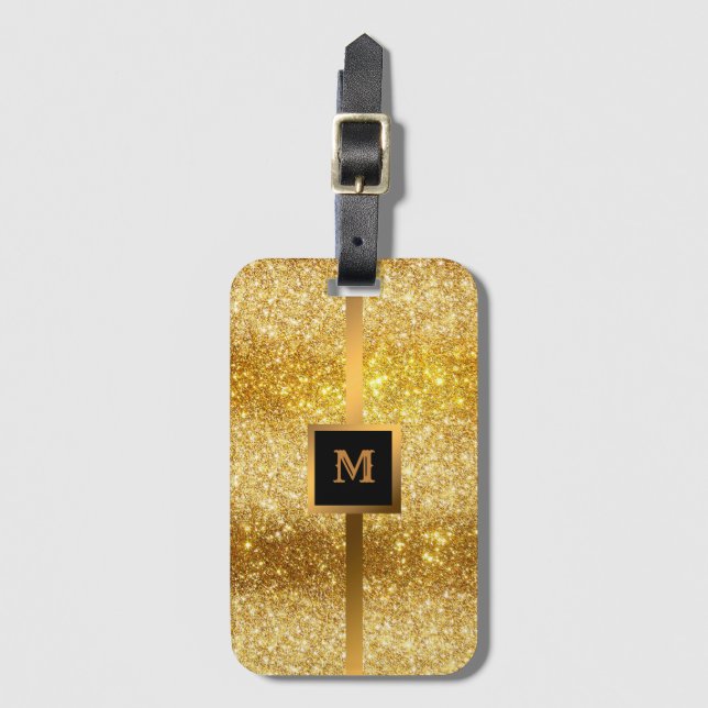 Luxury Gold Glitter Luggage Tag (Front Vertical)