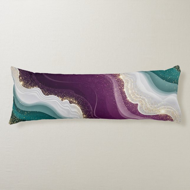 Luxury Gold Glitter Marble Pattern Body Cushion (Front)