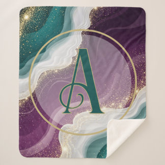 Luxury Gold Glitter Marble Pattern Sherpa Blanket