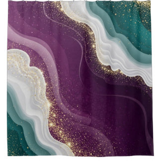 Luxury Gold Glitter Marble Pattern Shower Curtain
