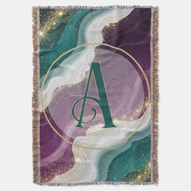 Luxury Gold Glitter Marble Pattern Throw Blanket (Front Vertical)