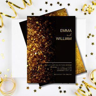 Luxury Gold Glitter Minimalist Modern Wedding Invitation